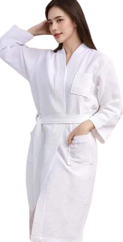 Bovista Badjas Dames - Fleece - Katoen - Badstof - Sauna - Hamam - Wafel - Bathrobe - Duster - Ochtendjas - Spa - Kimono - Wit