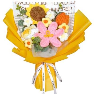 Handgemaakt Gehaakt Boeket met Bloemen voor Alle Gelegenheden