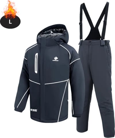 Bovista Skipak - SkiBroek - Skijas - Ski Suit - Wintersport - Heren - 2-Delig - Donkergrijs - Maat L