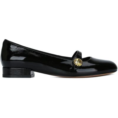 Platte Dames Zachte Zool Forenzen Casual Frans Vintage Leer Gouden Gesp Lage Mond Mary Jane Dikke Hak Schoenen Dames Enkele Schoenen 40 black