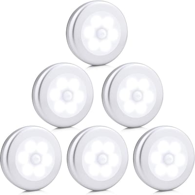 Draadloze Bewegingssensor Nachtlampen - 6 Pack Batterij Aangedreven LED Lampjes voor Kasten, Garderobe, Hal en Trappen