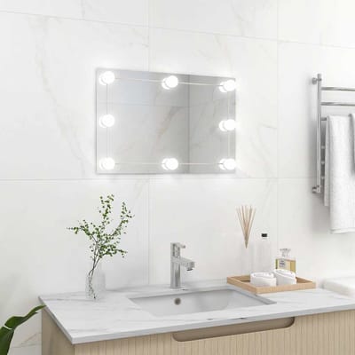vidaXL - Wandspiegel - met - LED-lampen - rechthoekig - glas