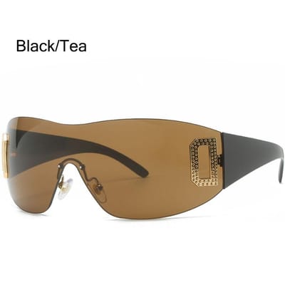 Trendy Randloze Brillen Zonnebrillen Y2K Zonnebrillen geschikt voor dames Wrap Around Punk Sport Zonnebrillen