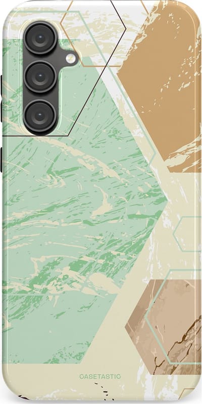 Casetastic hoesje geschikt voor Samsung Galaxy S23 FE - Dubbellaagse bescherming - Vlaklicht - Fashion Case - Crème Mintgroen Wit Lichtgrijs
