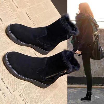 Sneeuwlaarzen Dames Pluche Verdikt Winter Anti-slip Dames Schoenen Leer Bont Geïntegreerd Warme Katoenen Schoenen Meisjes Schoenen 35