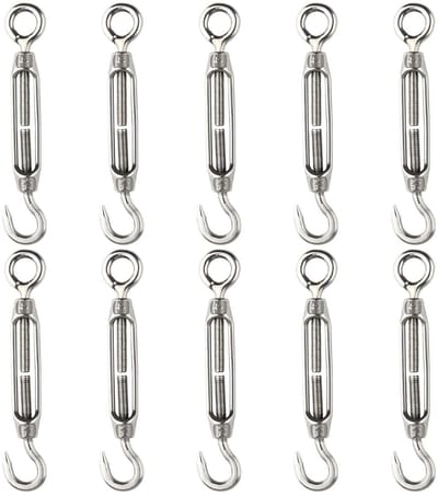 10 Stuks M4 Spanning Lock 304 RVS Kabel Spanner met Verstelbare Haak en Oog voor Buitenverlichting en Tuinverlichting