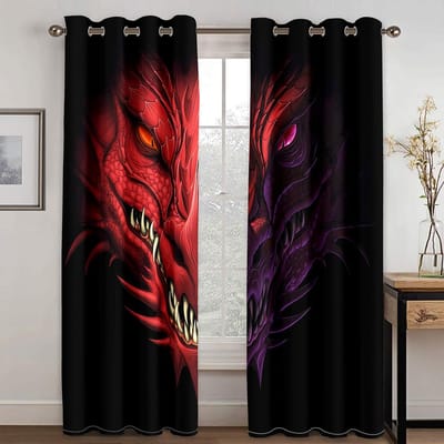 Aangepaste goedkope 3D-print Dinosaurus Draak Ontwerp 2 Stuks Gratis Verzending Dunne Gordijnen voor Woonkamer Slaapkamer Raam Gordijn Decor W50H130(CM)x2&Hook brown