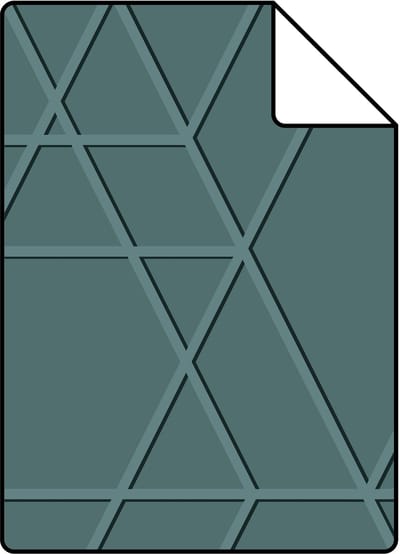 Proefstaal ESTAhome behang grafisch 3D motief vergrijsd petrolgroen - 26.5 x 21 cm - 139603-S