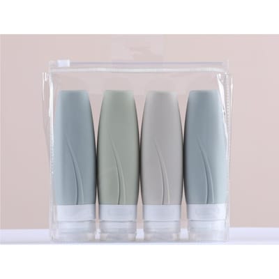 Leeseph Draagbare Reisflessen, Lekvrije BPA-vrije Siliconen Cosmetische Reiscontainers, Knijpbare Navulbare Tubes voor 4 Stuks gray