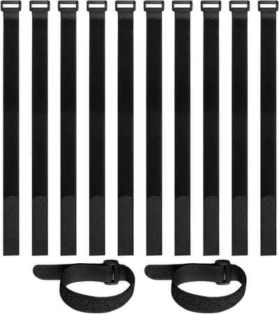 Pack of 10 Herbruikbare Velcro Kabelbinders - 50 cm x 2 cm - Zwarte Nylon - Velcro Kabelbinders voor Kabelbeheer - Thuis - Kantoor en Meer