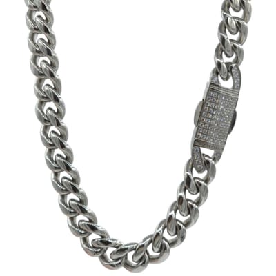 Cuban Link Ketting voor heren - Iced Pavé sluiting - Stainless Steel - 12mm / 66cm
