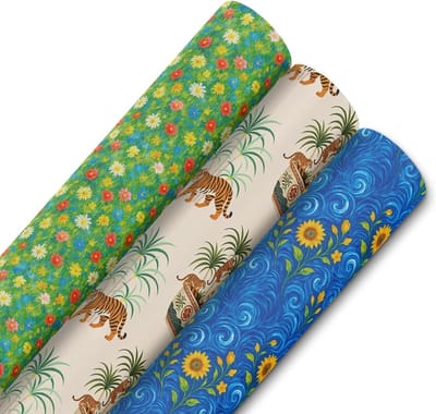 Inpakpapier Rol - Cadeaupapier Geschenkpapier - Geschenken Verpakken - Mat Ongelakt Papier - 61 cm x 5 m - 3 Motieven