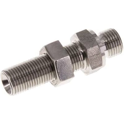 G 1/8'' RVS Schotdoorvoer Borstnippel 475 Bar - Hydrauliek - FL2S-M-S-018G-BI