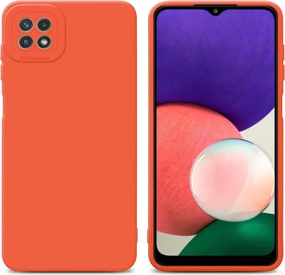 Cadorabo Hoesje geschikt voor Samsung Galaxy A22 5G in FLUID ORANJE - Beschermhoes gemaakt van flexibel TPU silicone Cover Fluid Case