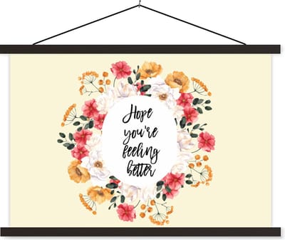 Posterhanger incl. Poster 60x40 cm - Schoolplaat - Beterschap - Spreuken - Bloemen - Hope - Textielposter - Zwarte latten