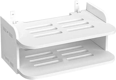 Dailygoody - Opbergdoos wifi-router - Wandmontage - Kunstplank - Kabels - Streaming-apparaten - Geschikt voor kantoor - Formaat 21 cm x 3.4 cm x 31.5
