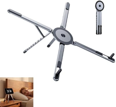 Opvouwbare 3-in-1 laptopstandaard, magnetisch ontwerp, draagbaar, gemaakt van aluminiumlegering, in hoogte verstelbaar, Geschikt voor laptops, tablets en mobiele telefoons, lichtgewicht en compact, antislip.