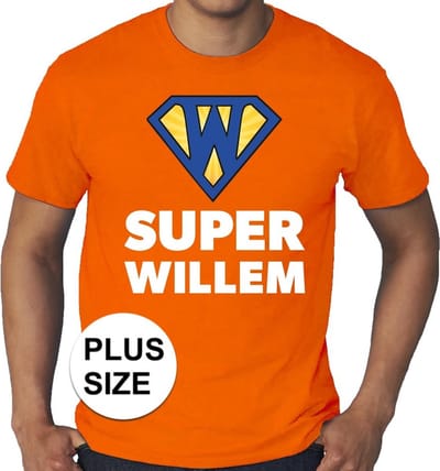 Grote maten Super Willem Holland oranje shirt - grote maten t-shirt - Koningsdag kleding XXXL