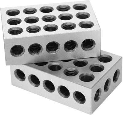 Dailygoods- Precisieblok Ultra Nauwkeurigheid - 1-2-3 Blok - Parallelle Blokken - Metrisch Blok - Precisiegereedschapstaal - 23 Gaten - Meetblok