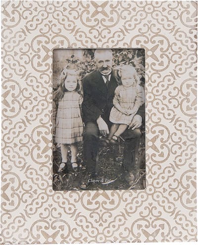 Clayre & Eef Fotolijst 10x15 cm Wit Beige Hout