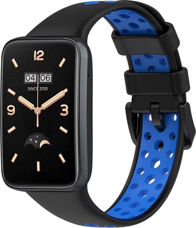 Siliconen Smartwatch bandje - Geschikt voor Xiaomi Smart Band 7 Pro sport bandje - zwart/blauw - Strap-it Horlogeband / Polsband / Armband