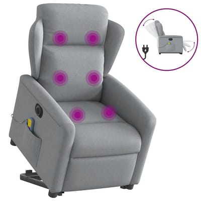 vidaXL - Sta-op-massagestoel - elektrisch - verstelbaar - stof - lichtgrijs