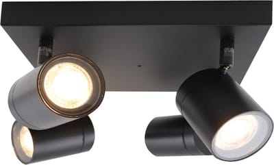 Olucia - CIARA - Plafondlamp - Zwart - 4L - Geschikt voor Badkamer - Vorm: Vierkant