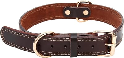 Verstelbare Hondenhalsband van Echt Leer voor Grote Honden, Sterk en Duurzaam met Metalen Gesp, Bruin, Comfortabel en Stijlvol