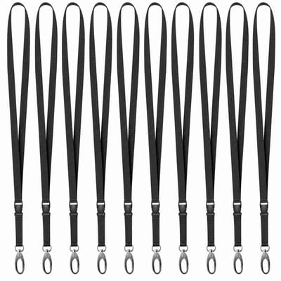 10 Stuks Lanyard Sleutelhangers - Zwart Nekkoord - Keycord voor Pashouder - Kaarthouder met Keykoord - Badge Houder voor Kaart/Sleutels - Telefoon/GSM Koord - Sleutelkoord - Universeel ID Pashouder - Telefoonkoord