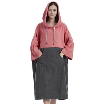 Sneldrogende badhanddoeken Zwembadaankleedjas Sneldrogende poncho Surfen Duiken Handdoek met capuchon Strandmantel roze