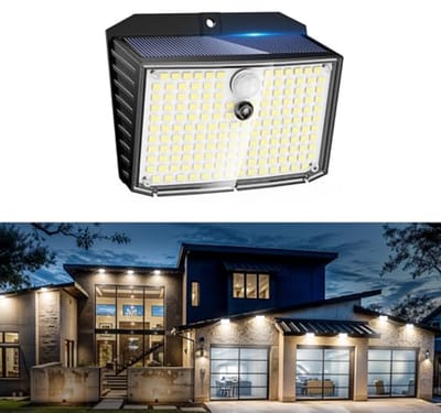 Buitenlamp met Bewegingsmelder en 158 LED's - Waterdicht IP65 voor Tuin, Patio en Garage