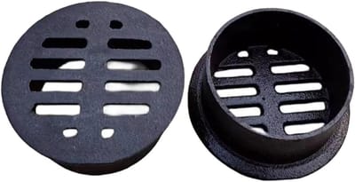 Afvoerrooster Gietijzer - Afvoerputdeksel Drainage - Waterafvoer Tuin - Robuuste Constructie - 7.6 cm - Zwart