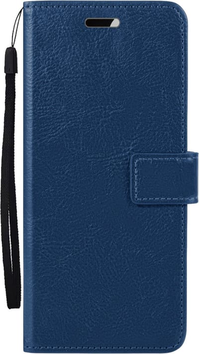 Hoes - Met Pasjeshouder - Geschikt voor OPPO A57 - Luxe Bookcase Portemonee - Flip Case - Kunstleer Book Case - Flipcase - Book Cover - Walletcase - PortemonneeHoes - Donkerblauw
