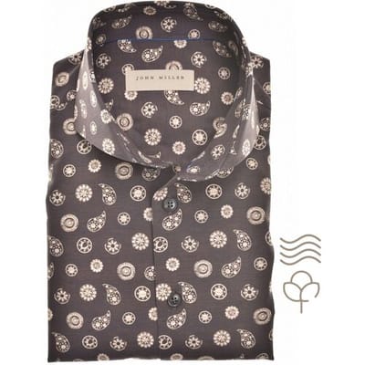 John Miller Overhemd Fantasy Pattern Cotton Easy-Care Donker Bruin / male