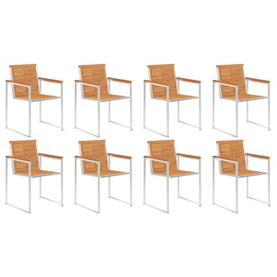 vidaXL - Tuinstoelen - 8 - st - massief - acaciahout - en - roestvrij - staal
