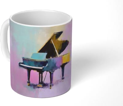Mok - Koffiemok - Piano - Pastel - Elegant - Dromerig - Mokken - 350 ML - Beker - Koffiemokken - Theemok