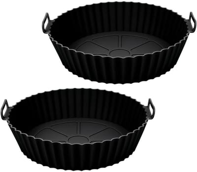 CLVP® Airfryer Accessoires - Siliconen Bakje - Bakpapier - Zwart