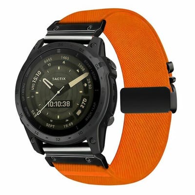 By Qubix - Geschikt voor Garmin bandje - 20mm Quickfit - Nylon bandje met parachute sluiting - Oranje - Geschikt voor Garmin Fenix 7s/6s/5s / Instinct 2s / Epix Pro Gen 2 (42mm)
