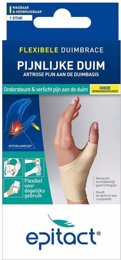 Epitact Duimorthese Dag Links Maat L – Duimbrace bij Duimartrose en Rhizartrose – Flexibele Ondersteuning – Wasbaar - 1 Stuk