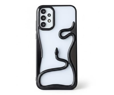 Zwart slang design telefoon hoesje geschikt voor Samsung Galaxy A56 dames en heren met 3D reliëf slang detail, zachte TPU backcover met electroplating rand en effen kleur afwerking