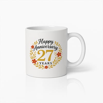 Gelukkige 27ste Verjaardag Mok 330ml – Elegante Bloemenprint – Romantisch Cadeau voor Koppels & Partners