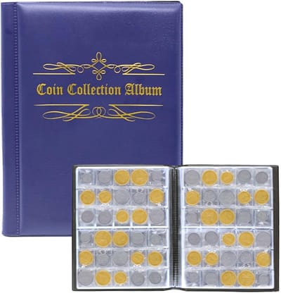 Thijox - Muntenopslag 480 stuks, Muntenverzamelalbum voor Euromunten, Opbergalbum voor Munten 25 mm, Blauw, Ideaal voor Verzamelaar