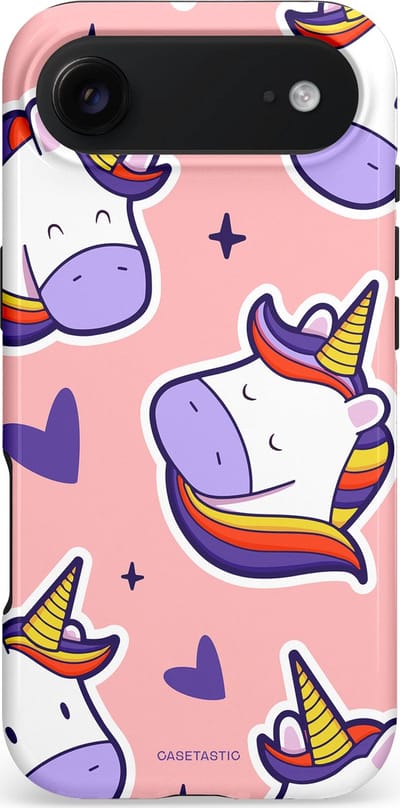 Casetastic hoesje geschikt voor Apple iPhone Air - MagSafe - Dubbellaagse bescherming - Unicornhart - Fashion Case - Lichtroze Wit Lavendel