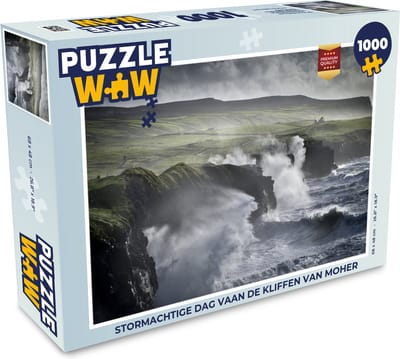 Puzzel Stormachtige dag vaan de kliffen van Moher - Legpuzzel - Puzzel 1000 stukjes volwassenen