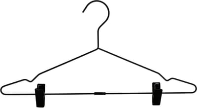 TopHangers [Set van 5] - Moderne minimalistische matzwart afgewerkte metalen combi-kledinghanger met 2 metalen knijpers geschikt voor alle bovenkleding / broeken / sjaals / shorts of combi-sets