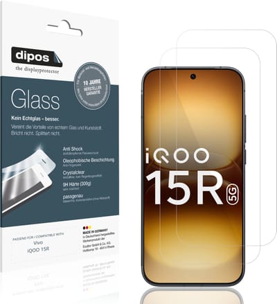 dipos – 2x Pantserfolie geschikt voor Vivo iQOO 15R | 9H Screenprotector