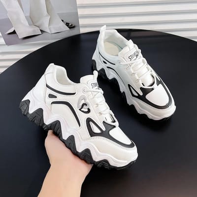 Damesschoenen Lente Nieuwe Daddy Schoenen Vrouwelijk Koreaanse Versie Dikke Zool Leren Sneakers Student Casual Schoenen 40 gray