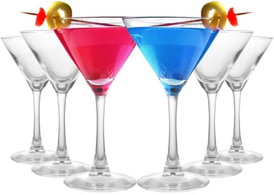 Dailygoods- Martini Glazen Set van 6 - 190 ml - Cocktail Glazen - Bruiloft/Feest - Restaurant/Bar - Helder Glas - Cocktailglazen