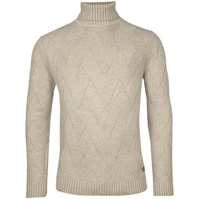 Baileys Trui Rollneck Allover Diagonal Structure Knit Off White / male