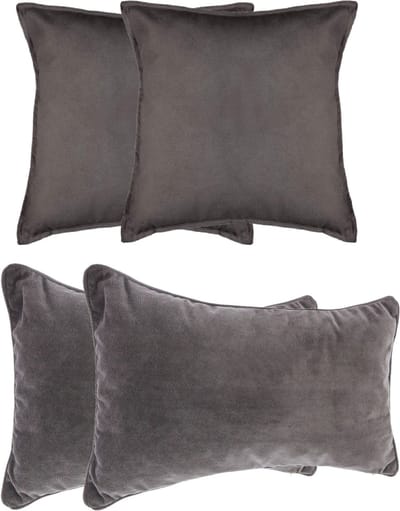 Atmosphera Bank/sierkussens Sophia - set 4x - Donkergrijs - polyester - met rits - In 2 formaten